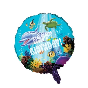 Club Pack of 10 Ocean Party Metallic Happy Birthday Foil Party Balloons - All