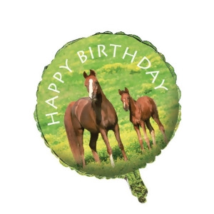 Club Pack of 12 Wild Horses Metallic Happy Birthday Foil Party Balloons - All