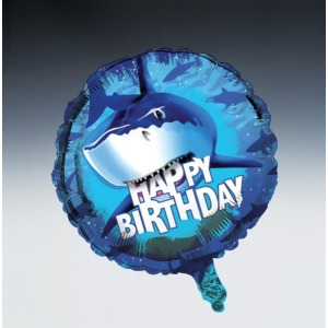 Club Pack of 12 Shark Splash Happy Birthday Metallic Party Balloons 18 - All
