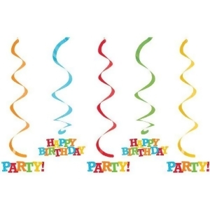 Club Pack of 60 Happy Birthday Stripes Hanging Danglers Party Decorations 25.25 - All