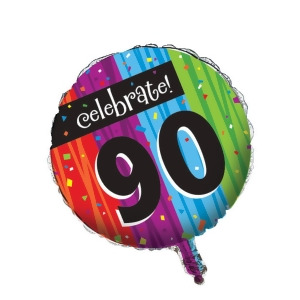Club Pack of 12 Milestone Celebrations Metallic celebrate 90 Foil Party Balloons - All