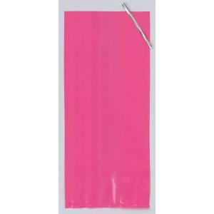 Club Pack of 240 Large Solid Pink Cello Bags With Silver Ties - All
