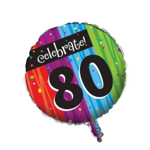 Club Pack of 12 Milestone Celebrations Metallic celebrate 80 Foil Party Balloons - All