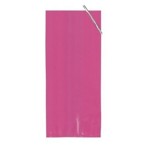 Club Pack of 240 Small Hot Pink Cello Bags with Silver Ties - All