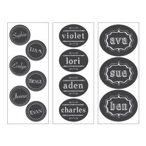 Club Pack of 72 Black and White Chalkboard Decorative Party Name-Tag Label Sheets - All