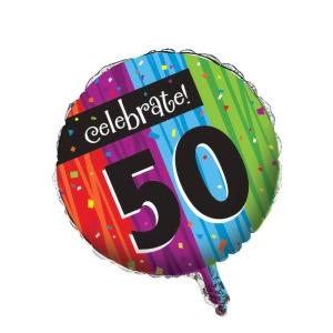 Club Pack of 12 Milestone Celebrations Metallic celebrate 50 Foil Party Balloons - All
