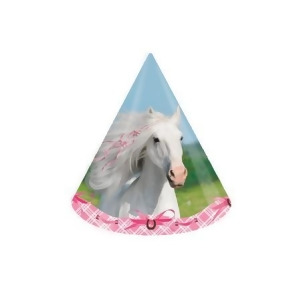 Club Pack of 96 Pastel Pink Heart My Horse Children's Birthday Paper Party Hats - All
