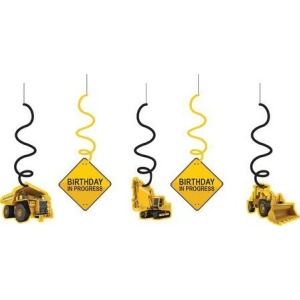 Club Pack of 60 Construction Birthday Zone Dizzy Danglers Hanging Party Decorations 30 - All