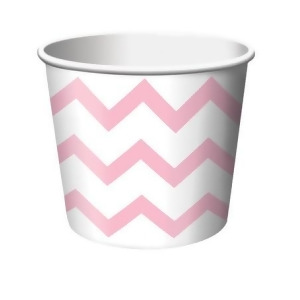 Club Pack of 144 Classic Pink and White Chevron Stripe Paper Party Treat Cups 8 oz. - All