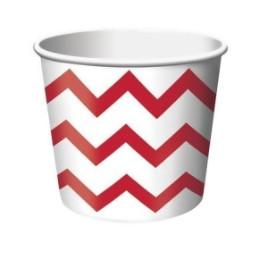 Club Pack of 144 Classic Red and White Chevron Stripe Paper Party Treat Cups 8 oz. - All