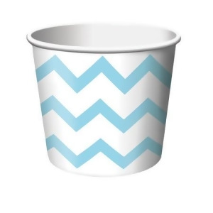 Club Pack of 144 Pastel Blue and White Chevron Stripe Paper Party Treat Cups 8 oz. - All