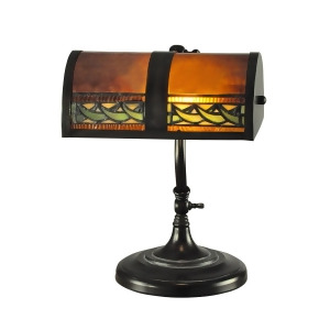 14 Mica Bronze Egyptian Hand Crafted Glass Desk Lamp - All
