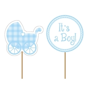 Club Pack of 144 Baby Blue It's a Boy Party Decorating Cupcake Dessert Topper Picks - All