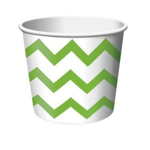 Club Pack of 144 Fresh Lime and White Chevron Stripe Paper Party Treat Cups 8 oz. - All
