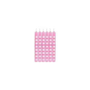 Club Pack of 144 Candy Pink Polka Dot Birthday Party Candles 2 - All