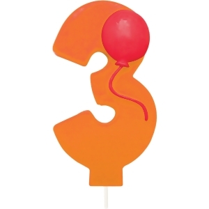 Club Pack of 12 Orange Molded Numeral With Balloon 3.5 - All