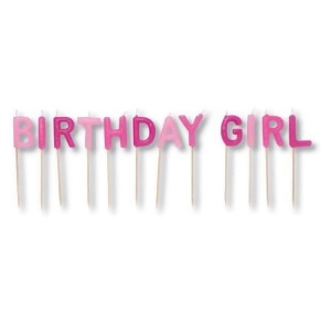 Club Pack of 12 Pink Birthday Girl Party Pick letter set Candles 2 - All