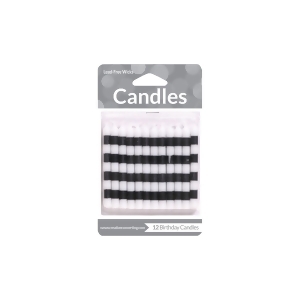 Club Pack of 144 Black and White Check Striped Birthday Party Candles 2.25 - All