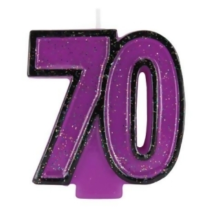 Club Pack of 12 Bold Glitter and Grape Purple Molded Numeral 50 Party Candles 3.5 - All