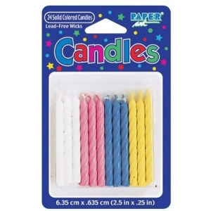Club Pack of 576 Pink Blue White and Yellow Decorative Birthday Cake Cupcake Party Candles 2.5 - All
