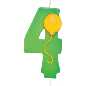 Club Pack of 12 Green Molded Numeral With Yellow Balloon 3.5 - All