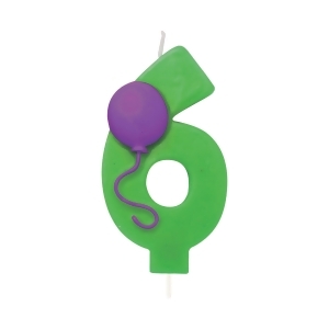 Club Pack of 12 Green Molded Numeral With Purple Balloon 3.5 - All