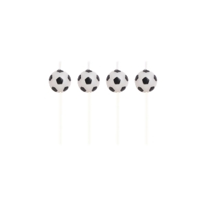 Club Pack of 48 Black and White Soccer Fanatic Decorative Party Pick Candles 3 - All