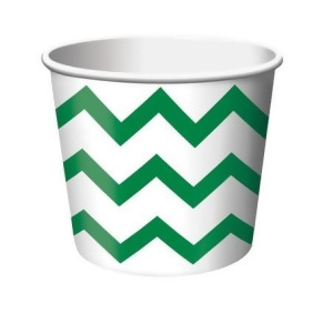 Club Pack of 144 Emerald Green and White Chevron Stripe Paper Party Treat Cups 8 oz. - All