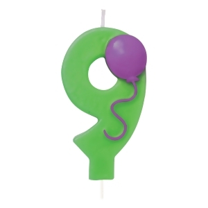 Club Pack of 12 Green Molded Numeral With Purple Balloon 3.5 - All