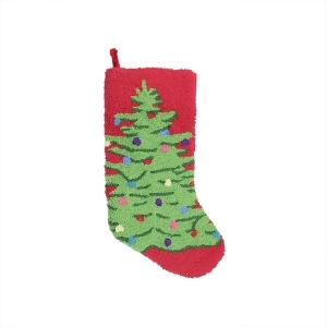 21 Plush Loop Knit and Velveteen Classic Holiday Tree Patterned Christmas Stocking - All