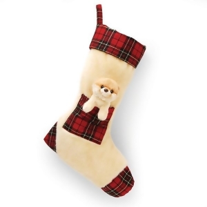 15 Boo the World's Cutest Dog Soft Plush Plaid and Tan Christmas Stocking - All