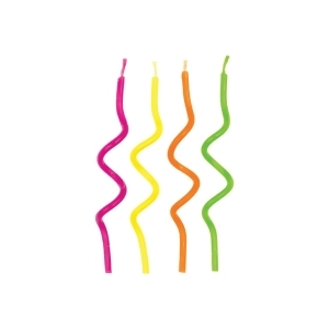 Club Pack of 288 Bright Multicolored Crazy Curl Decorative Birthday Party Candles 3.25 - All