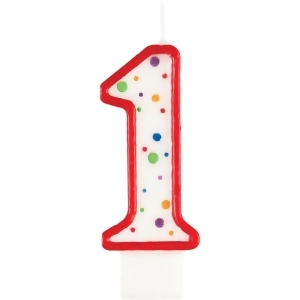 Club pack of 12 White Polka Dot Numeral With Red Trim 3 - All