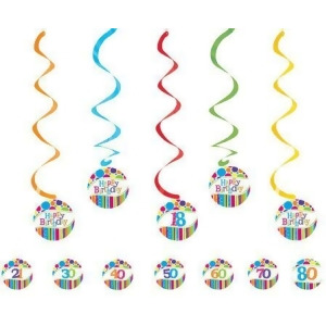 Club Pack of 60 Bright and Bold Happy Birthday Dizzy Dangler Hanging Party Decorations 24 - All