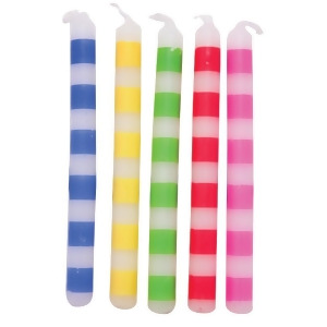 Club Pack of 48 Striped Blue Yellow Green Red and Pink Candles 2.5 - All