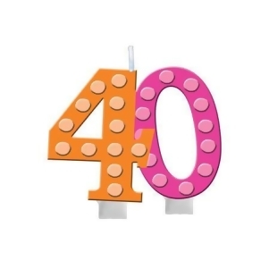 Club Pack of 12 Bright and Bold 40th Molded Numeral Candle with balloons 3.5 - All