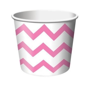 Club Pack of 144 Cotton Candy Pink and White Chevron Stripe Paper Party Treat Cups 8 oz. - All
