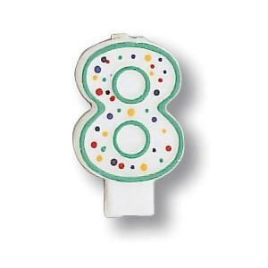 Club pack of 12 White Polka Dot Numeral With Green Trim 3 - All