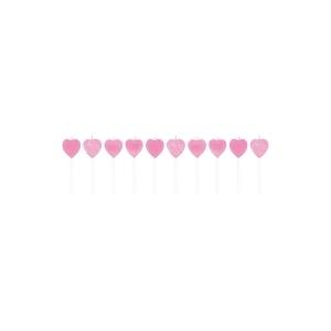 Club Pack of 120 Pink Hearts Glitter Decorative Party Pick Candles 3 - All