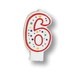 Club pack of 12 White Polka Dot Numeral With Red Trim 3 - All