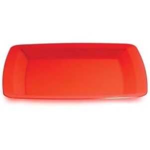 Club Pack of 48 Translucent Red Plastic Square Party Banquet Dinner Plates 10.25 - All