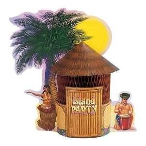 Club Pack of 12 Tropical Island Party Tiki Hut Honeycomb Party Centerpieces 12 - All