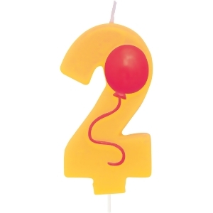 Club Pack of 12 School Bus Yellow Molded Numeral with Red Balloon Birthday Party Candles 3.5 - All