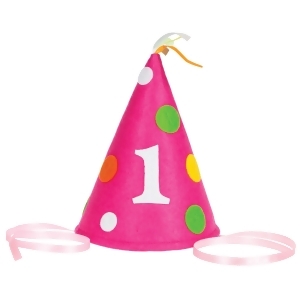 Club Pack of 96 Sweet At One Girl's Child Sized Felt Party Hats - All