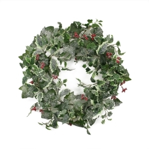 24 Frosted Holly Berry and Ivy Artificial Christmas Wreath Unlit - All