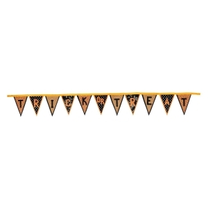 11.5' Polka Dot and Floral Trick or Treat Banner Flag Halloween Garland Decorations - All