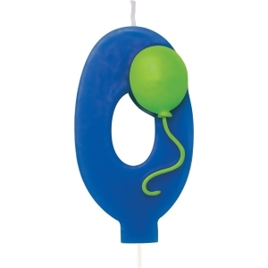 Club Pack of 12 True Blue Molded Numeral with Lime Green Balloon Birthday Party Candles 3.5 - All