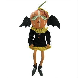 23 Gathered Traditions Brandi the Lady Pumpkin Bat Decorative Halloween Figure - All