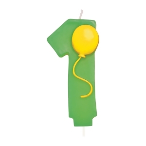 Club Pack of 12 Lime Green Molded Numeral with Yellow Balloon Birthday Party Candles 3.5 - All