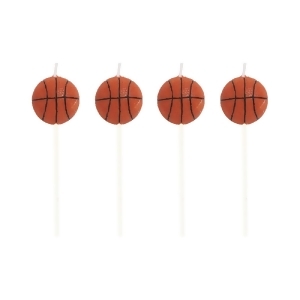 Club Pack of 48 Brown Basketball Themed Team Sports Fanatic Decorative Cupcake Pick Party Candles 3 - All